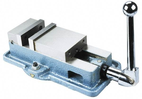 Interstate - 6" Jaw Width, 7-1/2" Jaw Opening Capacity, Horizontal Stationary Machine Vise - Manual Operation, 7,875 Lb Capacity, 1 Station, 17.2" Long x 4.93" High x 1-1/2" Deep, 1-1/2" Jaw Height, Cast Iron - Caliber Tooling