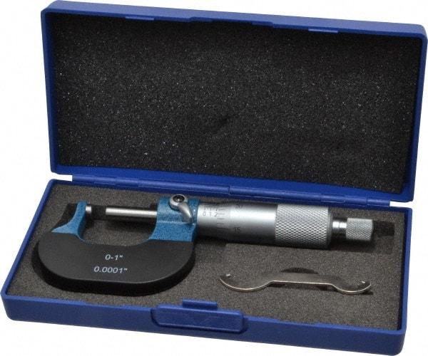 Value Collection - 1 Inch Measurement Range, 0.0001 Inch Graduation, Spherical Anvil, Ratchet Stop Thimble, Mechanical Anvil, Tube Micrometer - Accurate Up to 0.0001 Inch, Accurate Up to 0.0001 Inch, Enamel Finish, Carbide - Caliber Tooling