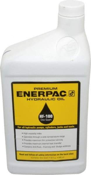 Enerpac - 1 Qt Bottle, Mineral Hydraulic Oil - ISO 32, <12,000 SUS at 0°F, 150 to 165 SUS at 100°F, 42 to 45 SUS at 210°F - Caliber Tooling