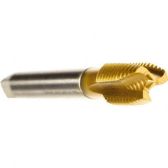 Emuge - M12x1.50 Metric Fine, 3 Flute, TiN Finish, Cobalt Spiral Point Tap - Plug Chamfer, Right Hand Thread, 3-3/8" OAL, 0.866" Thread Length, 0.367" Shank Diam, 6H Class of Fit, Series Rekord B - Exact Industrial Supply