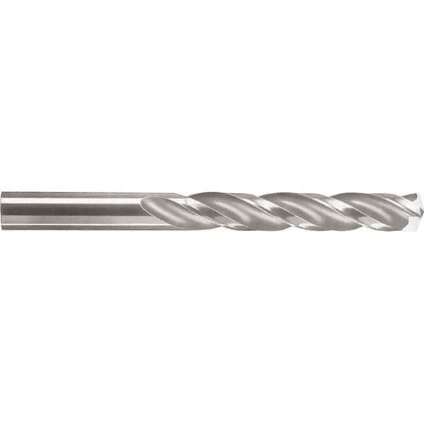 SGS - Letter F 150° Solid Carbide Jobber Drill - TiN Finish, Right Hand Cut, Spiral Flute, Straight Shank, 3-1/4" OAL, Standard Point - Caliber Tooling