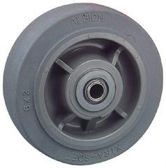 Albion - 4 Inch Diameter x 2 Inch Wide, Solid Rubber Caster Wheel - 350 Lb. Capacity, 2-3/16 Inch Hub Length, 1/2 Inch Axle Diameter, Roller Bearing - Caliber Tooling