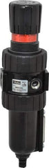 Parker - 1/2" NPT Port Intermediate 1 Piece Filter/Regulator FRL Unit - Metal Bowl, 61 SCFM, 250 Max psi, 10.38" High, Manual Drain - Caliber Tooling