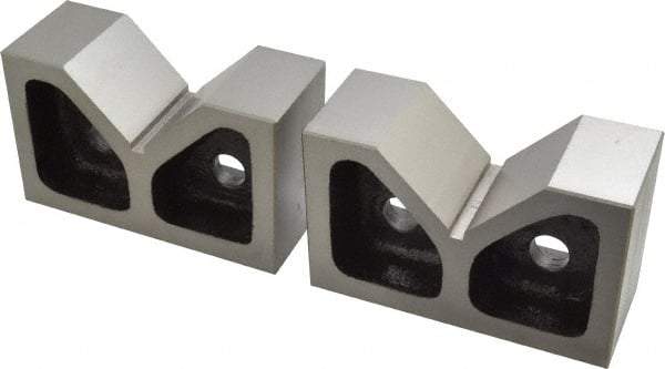 Value Collection - 2-7/16" Max Capacity, 90° Angle, Cast Iron V-Block - 5" Long x 2" Wide x 3-1/8" High, Sold as Matched Pair - Caliber Tooling