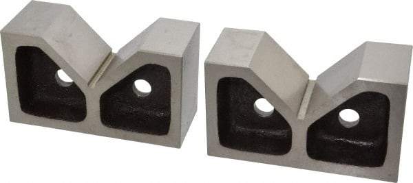 Value Collection - 3-1/16" Max Capacity, 90° Angle, Cast Iron V-Block - 6" Long x 2-7/16" Wide x 3-1/2" High, Sold as Matched Pair - Caliber Tooling