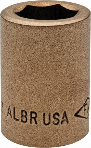 Ampco - 21/32", 1/2" Drive, Standard Hand Socket - 6 Points, 1-7/16" OAL, Aluminum Bronze - Caliber Tooling