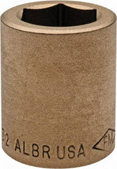 Ampco - 25/32", 1/2" Drive, Standard Hand Socket - 6 Points, 1-7/16" OAL, Aluminum Bronze - Caliber Tooling