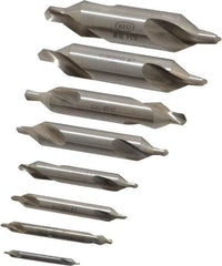 Keo - 8 Piece, #1 to 8, Plain Edge, High Speed Steel Combo Drill & Countersink Set - 60° Incl Angle - Caliber Tooling