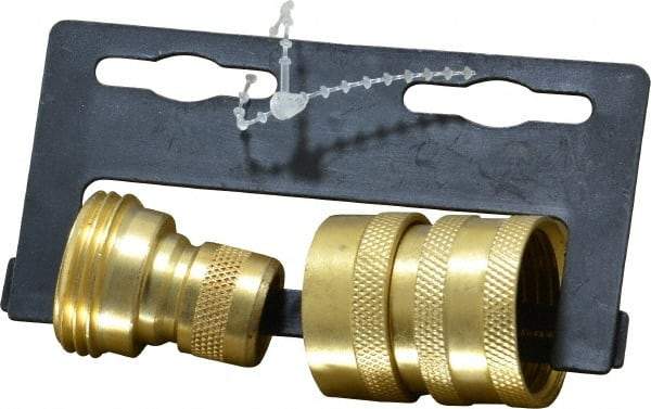 Nelson - 3/4-8 Garden Hose Coupler & Connector Set - Brass, Female & Male Connector - Caliber Tooling