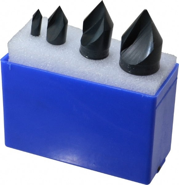 M.A. Ford - 4 Piece, 1/4 to 1" Head Diam, 60° Included Angle, Single End Countersink Set - Caliber Tooling