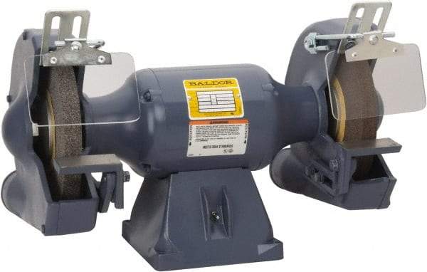 Baldor - 10" Wheel Diam x 1" Wheel Width, 1 hp Grinder - 7/8" Arbor Hole Diam, 1 Phase, 1,800 Max RPM, 115/230 Volts - Caliber Tooling