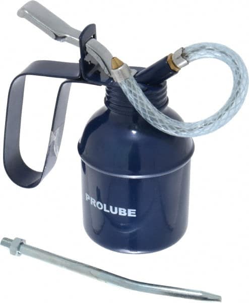 PRO-LUBE - 200 mL Capcity, 6" Long Flexible Spout, Lever-Type Oiler - Brass Pump, Steel Body, Powder Coated - Caliber Tooling