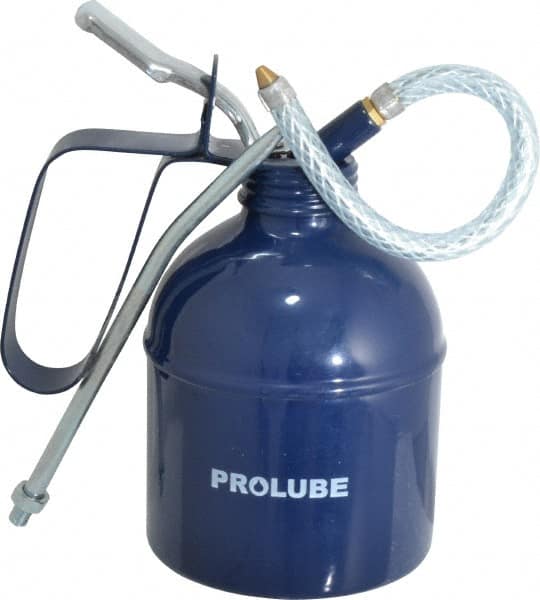 PRO-LUBE - 500 mL Capcity, 7" Long Flexible Spout, Lever-Type Oiler - Brass Pump, Steel Body, Powder Coated - Caliber Tooling