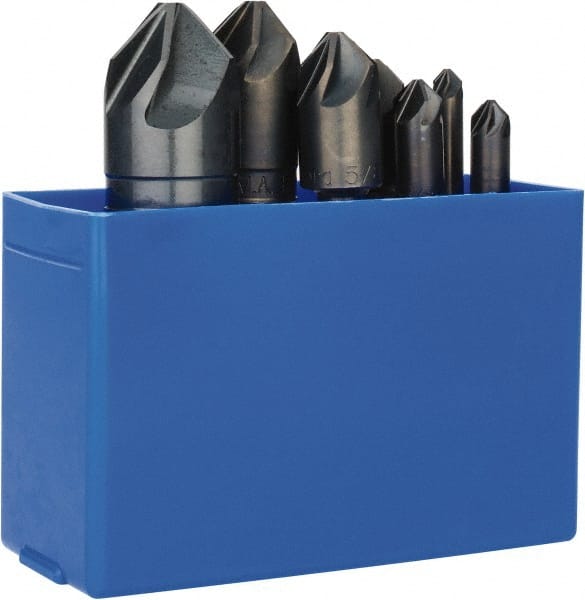 M.A. Ford - 7 Piece, 1/4 to 1" Head Diam, 90° Included Angle, Single End Countersink Set - Caliber Tooling