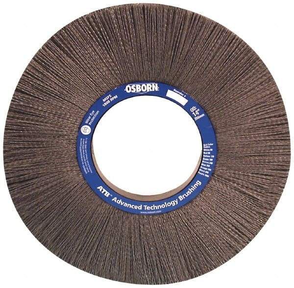 Osborn - 10" OD, 2" Arbor Hole, Crimped Nylon Wheel Brush - 1" Face Width, 2-1/16" Trim Length, 0.022" Filament Diam, 3,600 RPM - Caliber Tooling