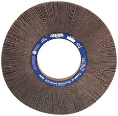 Osborn - 6" OD, 2" Arbor Hole, Crimped Nylon Wheel Brush - 1" Face Width, 1-1/4" Trim Length, 0.04" Filament Diam, 3,600 RPM - Caliber Tooling