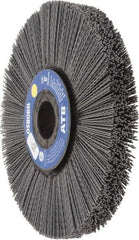 Osborn - 8" OD, 1-1/4" Arbor Hole, Crimped Nylon Wheel Brush - 1" Face Width, 2-1/4" Trim Length, 0.04" Filament Diam, 3,600 RPM - Caliber Tooling