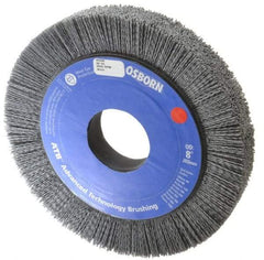 Osborn - 8" OD, 2" Arbor Hole, Crimped Nylon Wheel Brush - 1" Face Width, 1-1/4" Trim Length, 0.04" Filament Diam, 3,600 RPM - Caliber Tooling