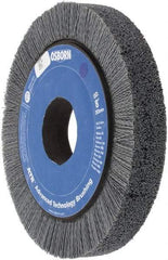 Osborn - 8" OD, 2" Arbor Hole, Crimped Nylon Wheel Brush - 1" Face Width, 1-1/4" Trim Length, 0.022" Filament Diam, 3,600 RPM - Caliber Tooling