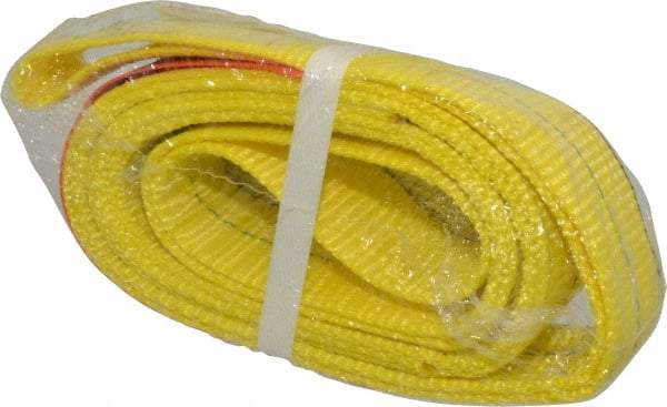 Lift-All - 4' Long x 2" Wide, 4,800 Lb Vertical Capacity, 2 Ply, Nylon Web Sling - 3,800 Lb Choker Capacity, Yellow - Caliber Tooling