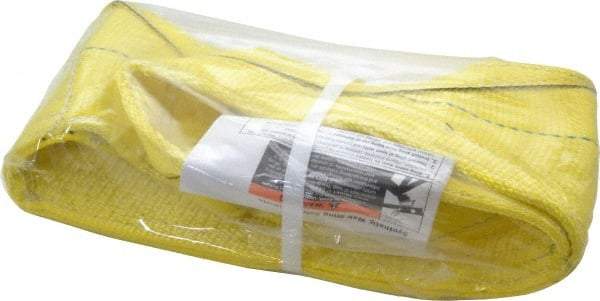 Lift-All - 3' Long x 6" Wide, 7,200 Lb Vertical Capacity, 1 Ply, Nylon Web Sling - 5,800 Lb Choker Capacity, Yellow - Caliber Tooling