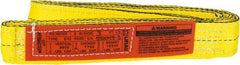 Lift-All - 3' Long x 2" Wide, 9,600 Lb Vertical Capacity, 2 Ply, Nylon Web Sling - 7,700 Lb Choker Capacity, Yellow - Caliber Tooling