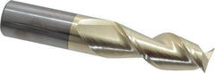 Accupro - 5/8", 1-5/8" LOC, 5/8" Shank Diam, 3-1/2" OAL, 2 Flute, Solid Carbide Square End Mill - Single End, ZrN Finish, Spiral Flute, 45° Helix, Centercutting, Right Hand Cut, Right Hand Flute - Caliber Tooling