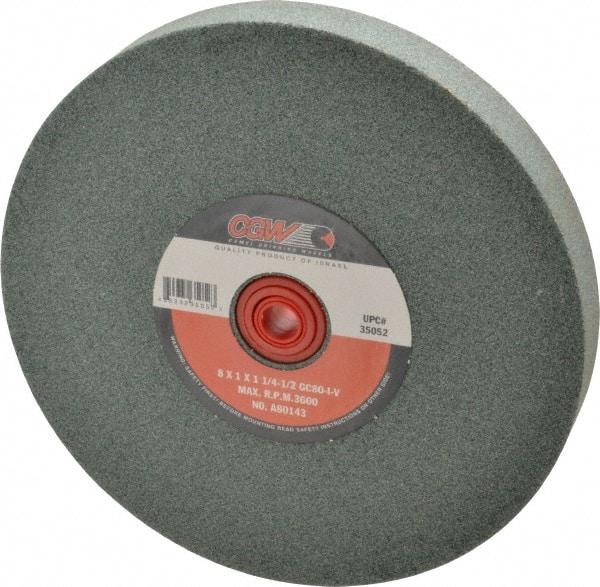 Camel Grinding Wheels - 80 Grit Silicon Carbide Bench & Pedestal Grinding Wheel - 8" Diam x 1" Hole x 1" Thick, 3600 Max RPM, I Hardness, Medium Grade , Vitrified Bond - Caliber Tooling