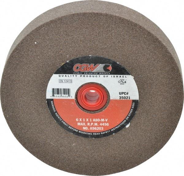 Camel Grinding Wheels - 80 Grit Aluminum Oxide Bench & Pedestal Grinding Wheel - 6" Diam x 1" Hole x 1" Thick, 4456 Max RPM, M Hardness, Medium Grade , Vitrified Bond - Caliber Tooling