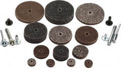 3M - 30 Piece Deburring Kit - 1/2, 1, 1-1/2 & 2" Diam Unitized Wheels in Fine, Medium & Coarse Grades, 1/8 & 1/4" Shank Diam, Aluminum Oxide & Silicon Carbide - Caliber Tooling