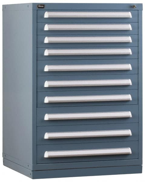 Vidmar - 9 Drawer, Preconfigured Modular Storage Cabinet - Steel, 30" Wide x 27-3/4" Deep x 44" High, Light Blue - Caliber Tooling