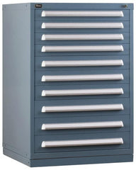 Vidmar - 9 Drawer, Preconfigured Modular Storage Cabinet - Steel, 30" Wide x 27-3/4" Deep x 44" High, Light Blue - Caliber Tooling