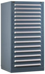 Vidmar - 10 Drawer, Preconfigured Modular Storage Cabinet - Steel, 30" Wide x 27-3/4" Deep x 59" High, Light Blue - Caliber Tooling