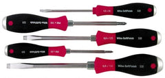 Wiha - 5 Piece Phillips & Slotted Screwdriver Set - Round Shank, Ergonomic Handle - Caliber Tooling