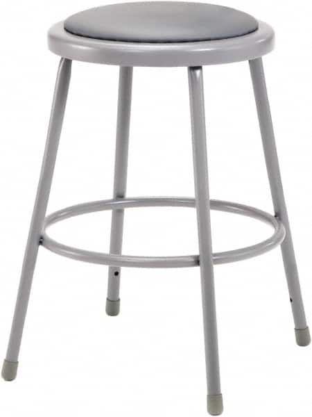 NPS - 24 Inch High, Stationary Fixed Height Stool - 15 Inch Deep x 15 Inch Wide, Vinyl Seat, Grey - Caliber Tooling