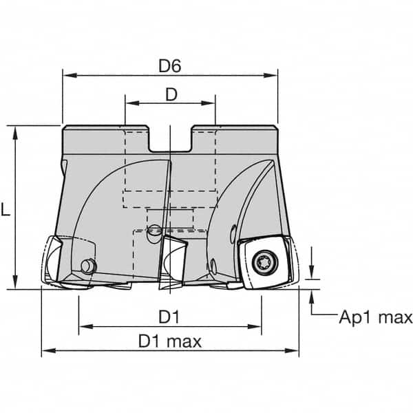 Kennametal - 2-1/2" Cut Diam, 1" Arbor Hole Diam, Indexable Square-Shoulder Face Mill - Caliber Tooling