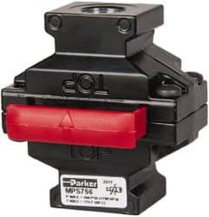 Parker - 3/8" NPT Safety Lockout Valve - 3-Way, 3 Position, Slide Valve, 8.3 CV Rate, 250 Max psi & 175°F Max Temp - Caliber Tooling