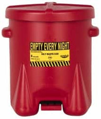 Eagle - 6 Gallon Capacity, Polyethylene Oily Waste Can - 13-1/2 Inch Long x 16-1/2 Inch Wide/Diameter x 16 Inch High, Red, Foot Operated, Approved FM - Caliber Tooling