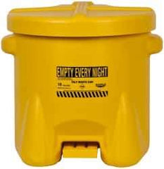 Eagle - 10 Gallon Capacity, Polyethylene Oily Waste Can - 18 Inch Long x 22 Inch Wide/Diameter x 18 Inch High, Yellow, Foot Operated, Approved FM - Caliber Tooling