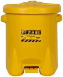 Eagle - 14 Gallon Capacity, Polyethylene Oily Waste Can - 18 Inch Long x 22 Inch Wide/Diameter x 21 Inch High, Yellow, Foot Operated, Approved FM - Caliber Tooling