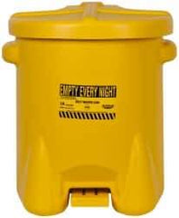 Eagle - 14 Gallon Capacity, Polyethylene Oily Waste Can - 18 Inch Long x 22 Inch Wide/Diameter x 21 Inch High, Yellow, Foot Operated, Approved FM - Caliber Tooling