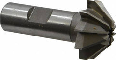 Made in USA - 1-1/4" Large x 1/2" Small Diam, 17/32" Width of Cut, 90° Included Angle, 10 Teeth, High Speed Steel Face Angle Cutter - 5/8" Shank Diam, 2-13/32" Overall Length, Weldon Flat - Caliber Tooling