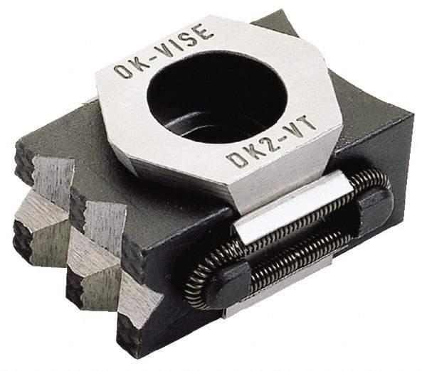 Mitee-Bite - 5,000 Lb Holding Force Single Vise Machinable Wedge Clamp - 1.3" Wide x 0.83" Deep x 0.59" High Base, 30 to 34 HRC, 1.3 to 1.46" Jaw Spread, 30 Lb/Ft Torque, 5/16-18 Screw Thread - Caliber Tooling