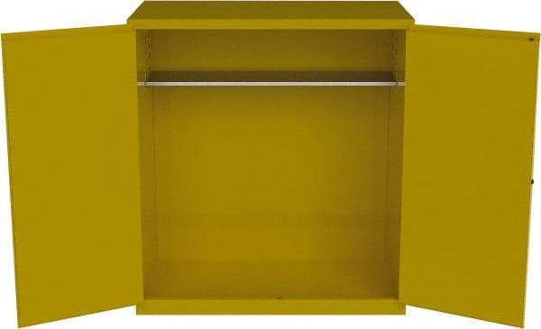 Jamco - 59" Wide x 34" Deep x 65" High, Steel Vertical Drum Cabinet with 3 Point Key Lock - Yellow, Manual Closing Door, 2 Shelves, 2 Drums - Caliber Tooling