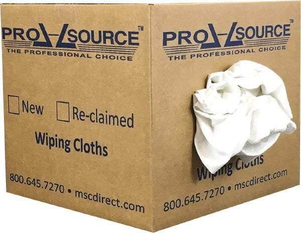 PRO-SOURCE - Virgin Cotton T-Shirt Rag - Lint-Free, White, 3 to 4 Pieces per Lb, Comes in Box - Caliber Tooling