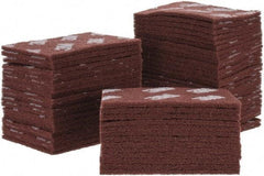 3M - Fine Grade, Aluminum Oxide Hand Pad - Brown, 6" Wide x 9" Long, Nonwoven - Caliber Tooling