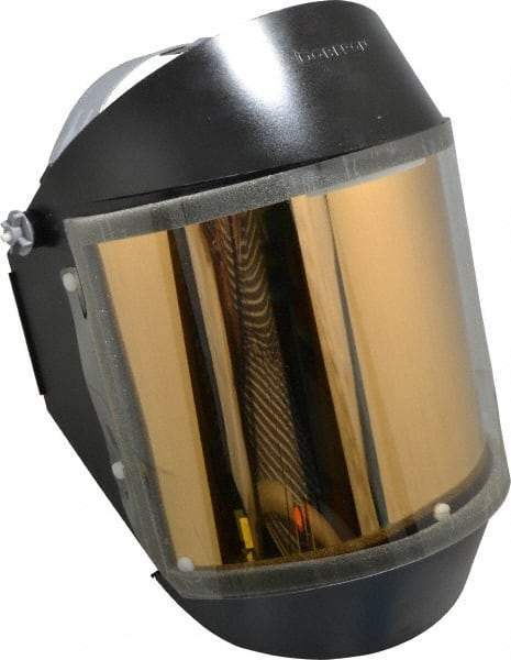 Oberon - Ratchet Adjustment, Welding Face Shield & Headgear Set - 14" Wide x 8" High x 0.015" Thick, Green Window - Caliber Tooling