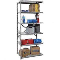 Hallowell - 6 Shelf Add-On Box Edge Open Steel Shelving - 800 Lb Capacity, 36" Wide x 87" High x 24" Deep, Gray - Caliber Tooling