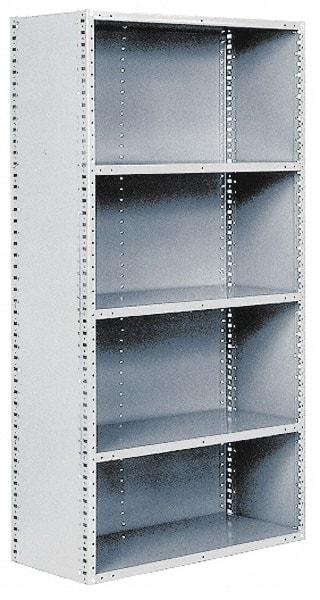 Hallowell - 5 Shelf, 500 Lb. Capacity, Closed Shelving Add-On Unit - 48 Inch Wide x 24 Inch Deep x 87 Inch High, Gray - Caliber Tooling