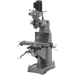 Jet - 7-7/8" Table Width x 35-3/4" Table Length, Step Pulley Control, 3 Phase Knee Milling Machine - R8 Spindle Taper, 1-1/2 hp - Caliber Tooling